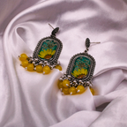 Sunflower Meadow Oxidized Jhumka Earrings