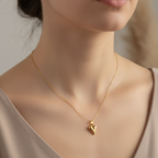 Mirror Finish Puffed Golden Heart Pendant anti-tarnish