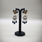 Dual Tone  Oxidized Elephant Dangle Earrings