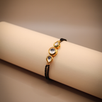Golden Black Round-Drop Mangalsutra Bracelet