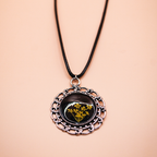 Vintage Gold-Dust Medallion resin Pendant