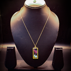 Resin Dual Bloom Rectangle resin Pendant