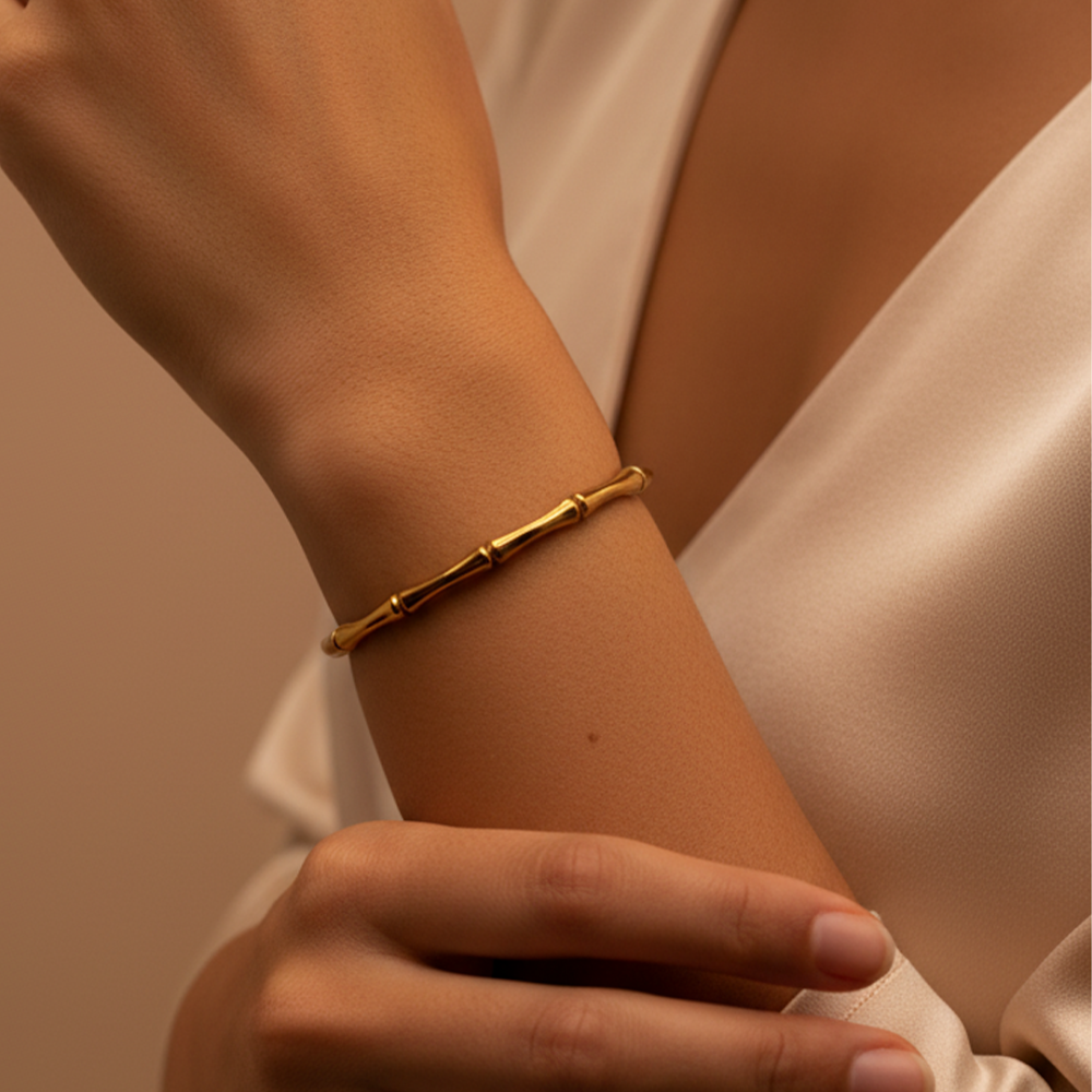 Golden Bamboo Cuff Bracelet