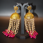 Rani Pink Heavy Jhumka Earrings
