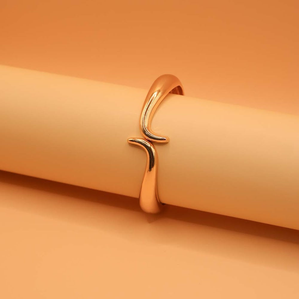 Sculpted Serpentine Golden Cuff Bracelet