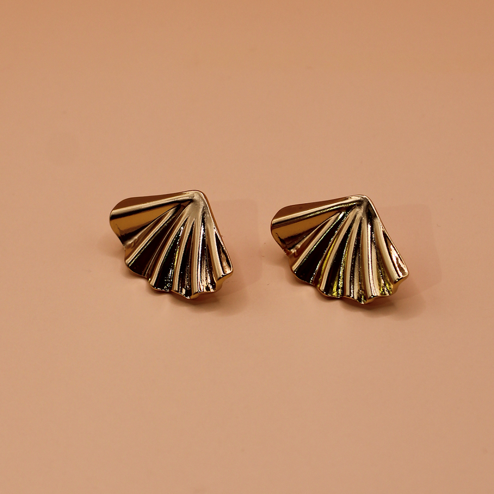 Gilded Pleat Stud Earrings