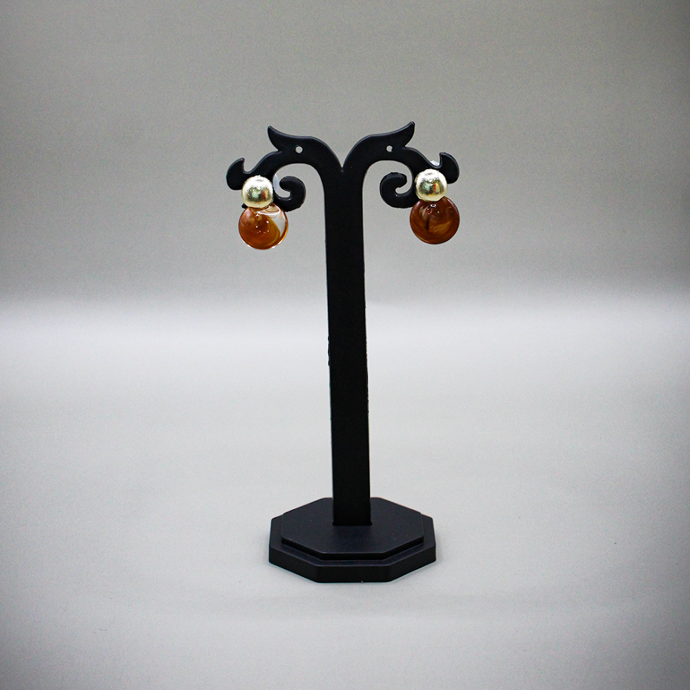 Mahogany Orb High-Shine Stud Earrings