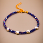 Indigo Beaded Hearts Anklets