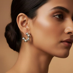 Orbital Silver Beads Hoop Earrings