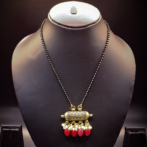 Golden Black tabiz Mangalsutra With Red Beads