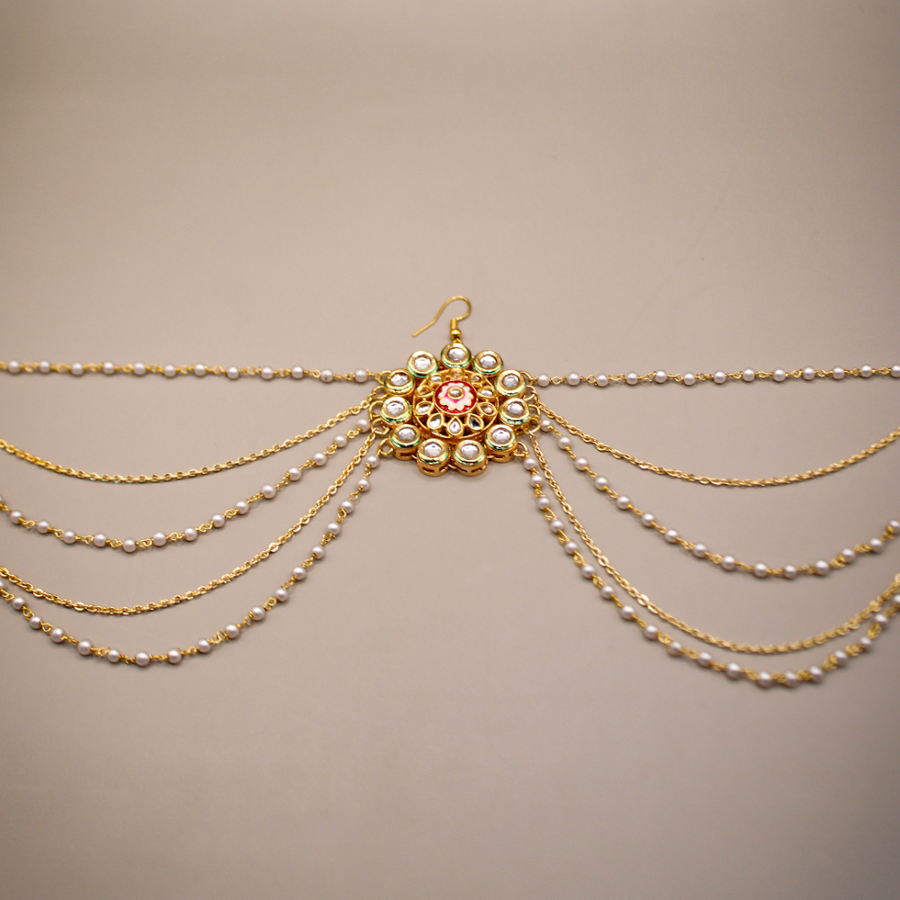 Grand Floral Kundan Center Hairchain