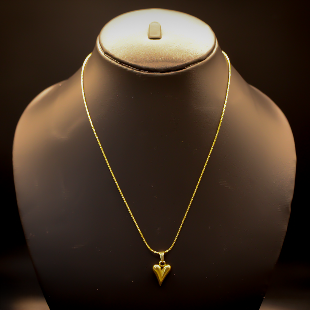 Mirror Finish Puffed Golden Heart Pendant anti-tarnish