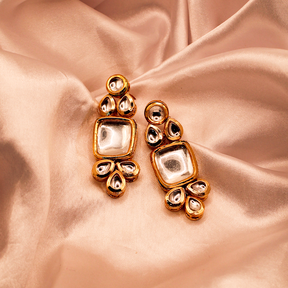 Classic Kundan Statement Drop Earrings
