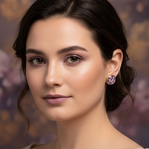 Lavender Bloom Resin Stud Earrings