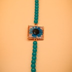 Aqua Resin Floral Beaded Bracelet