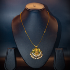 Laxmi Pendant Invisible Wire Necklace(Green)