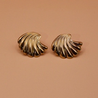 Golden Aura Shell Stud Earrings