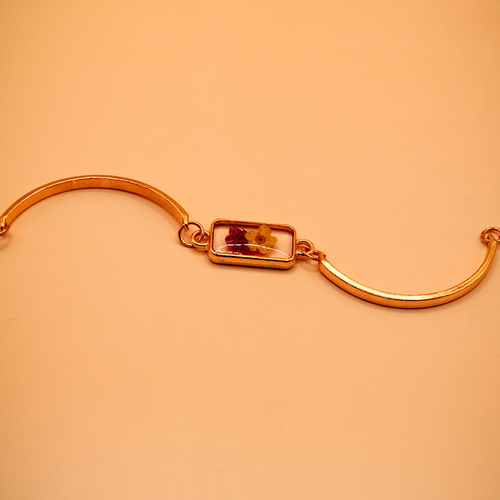 Marigold Duo Bloom Resin Cuff Bracelet