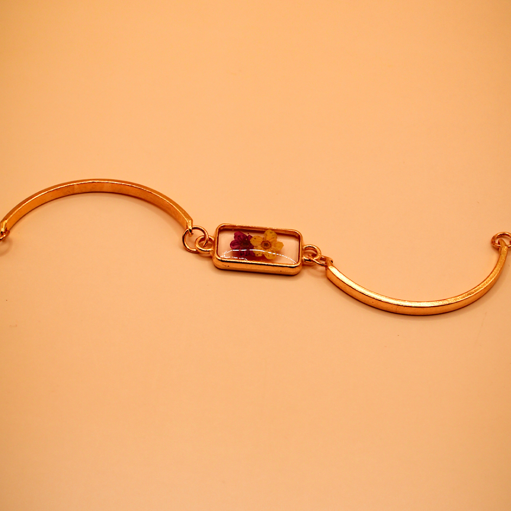 Marigold Duo Bloom Resin Cuff Bracelet