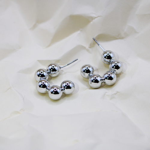 Orbital Silver Beads Hoop Earrings
