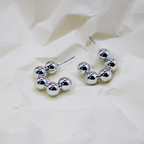 Orbital Silver Beads Hoop Earrings
