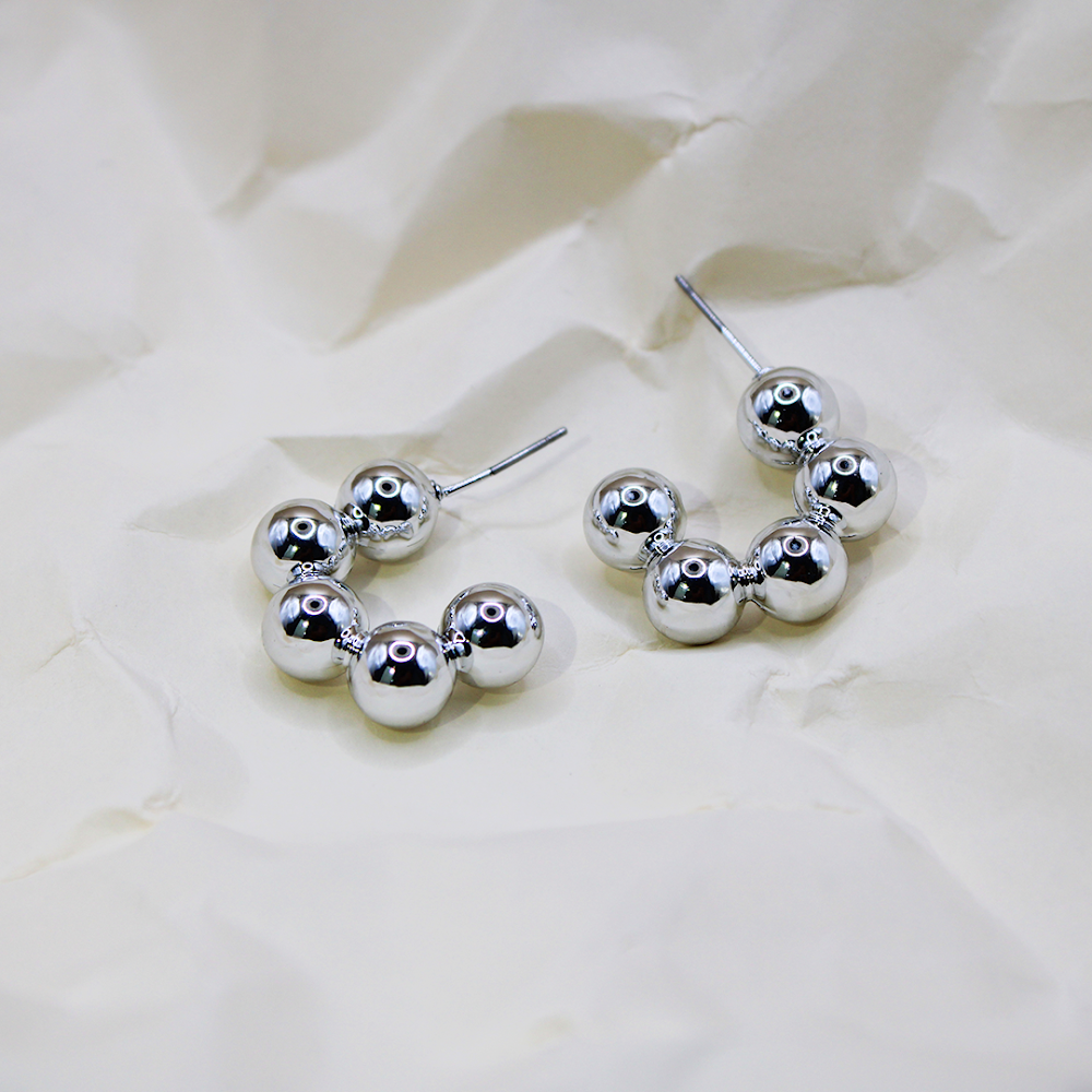 Orbital Silver Beads Hoop Earrings