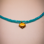Shell Charm Blue-Gold Beaded Anklets