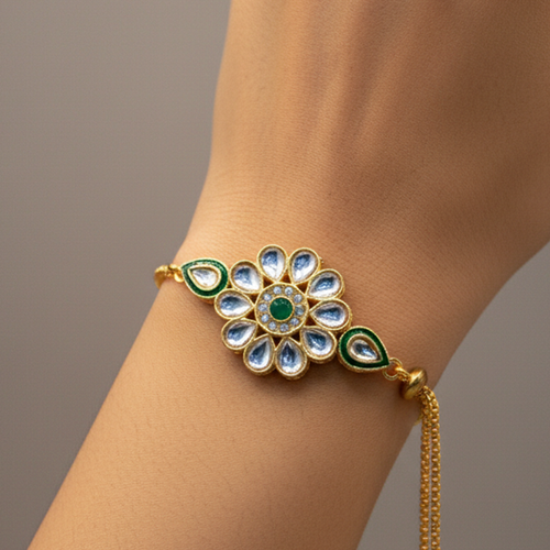 Emerald Kundan Bloom Bracelet