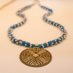 Oxidized Medallion Blue River Long Necklace