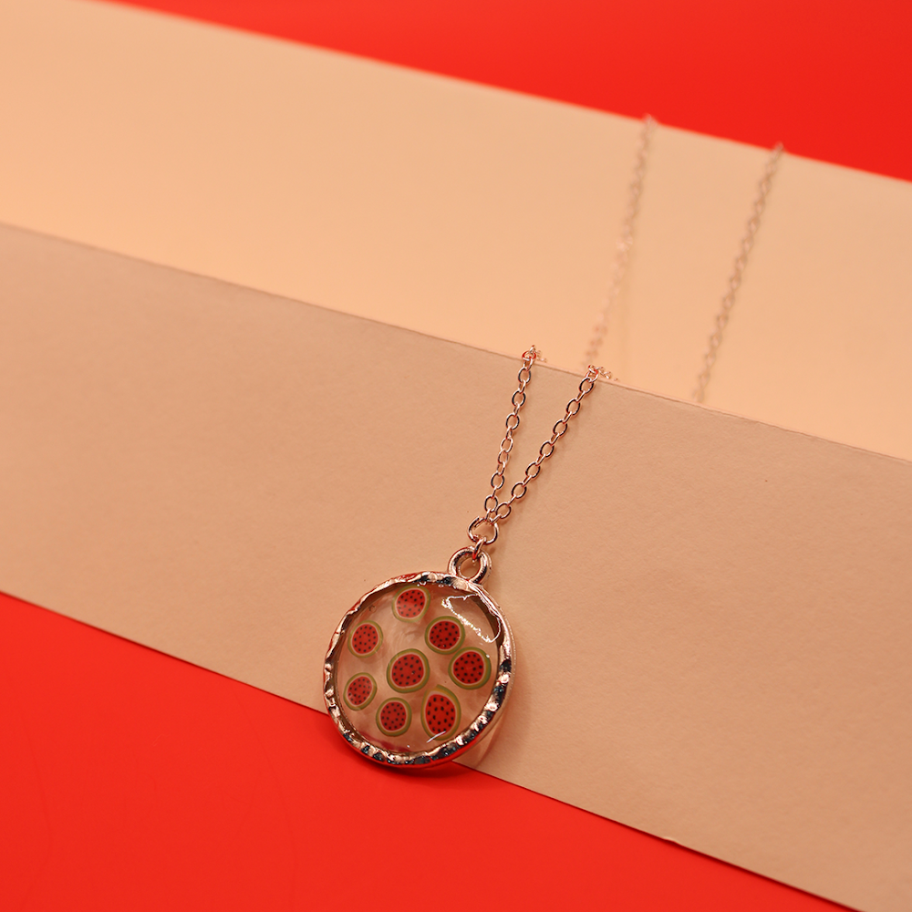 Resin Watermelon Slice Circular Pendant