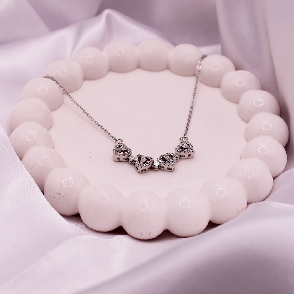 Crystal Pave Four-Way Love Silver Pendant anti--tarnish