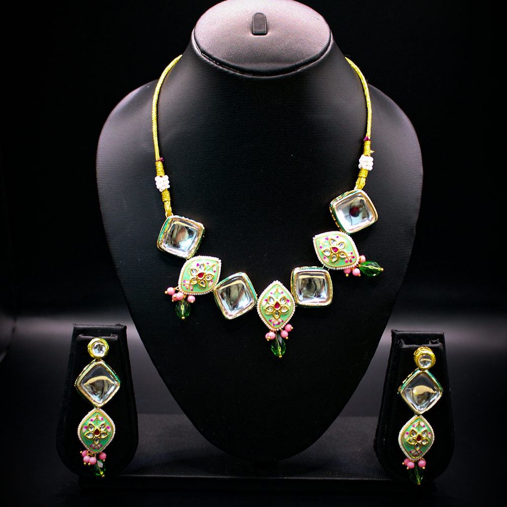 Mint Chauki Mahal Kundan Jewellery Set