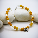 Flower Charm Yellow -White Beaded Anklets