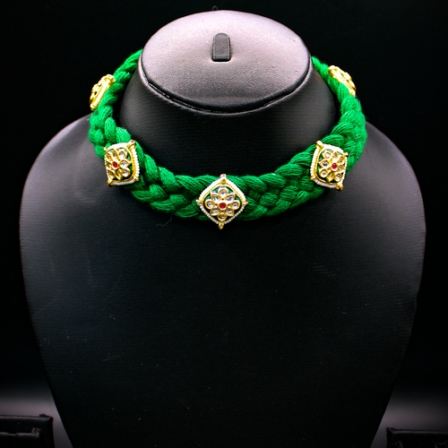 Jadau Hariyal Kundan Chowk Silk Thread Choker Necklace