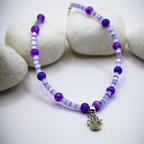 Hand Charm Silver-Purple Beaded Anklets