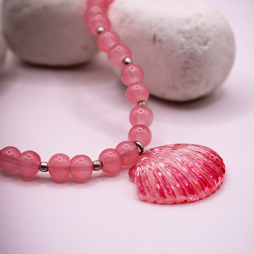 Pink Seashell Treasure Drop Necklace