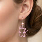 Pink Cat Dangle Earrings