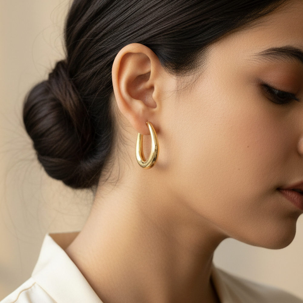 Chunky Golden Teardrop Statement Hoops