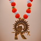 Surya Chakra Murli Orange Thread Jewellery Set
