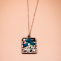 Teal Flora Sparkle Resin Pendant