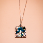Teal Flora Sparkle Resin Pendant
