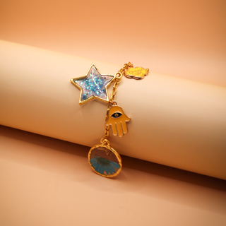 Cheer Up' Golden Resin Charms Bracelet