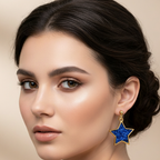 Twinkling Blue Star Dangle Earrings