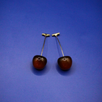 Wine Red Polished Cherry Drop Earrings