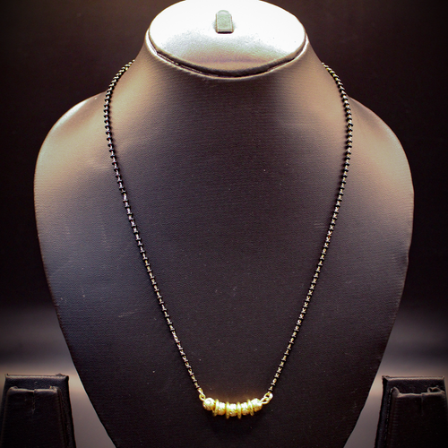 Golden Black Round Beads Mangalsutra