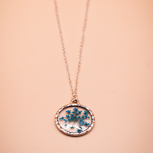 Encased Ocean Bloom Circular resin Pendant