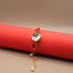 Golden Crimson Teardrop Kundan Bracelet