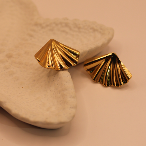 Gilded Pleat Stud Earrings