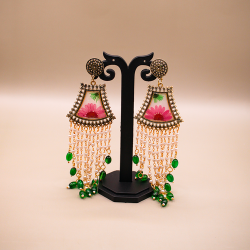 Mughal Pink Floral Jhumka Earrings