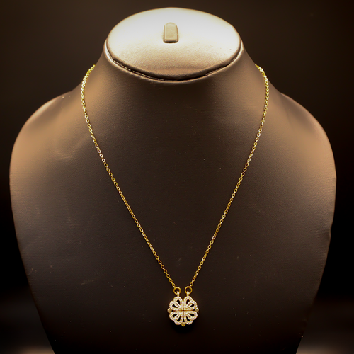 Crystal Pave Four-Way Love Golden Pendant anti-tarnish